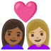 👩🏾‍❤️‍👩🏼 couple with heart: woman, woman, medium-dark skin tone, medium-light skin tone display on Google